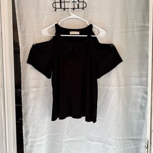 Michael Kors Black Cold-Shoulder Blouse